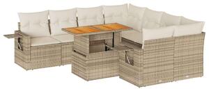 VidaXL Polyrattan Kerti Ülőgarnitúra - 9 részes - Bézs