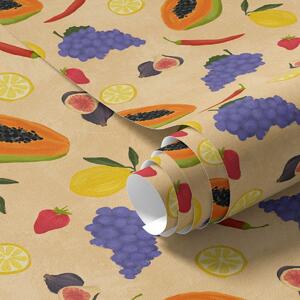 Tapéta Papaya, citrusfélék és bogyós gyümölcsök gazdag, meleg háttér előtt, Ételek és italok tapétá, a00803v1 : Uwalls.hu