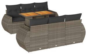VidaXL Polyrattan Kerti Ülőgarnitúra - 7 részes - Szürke