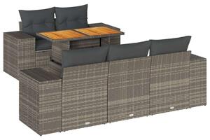 VidaXL Polyrattan Kerti Ülőgarnitúra - 6 részes - Szürke