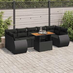 VidaXL 8 részes Polyrattan Kerti Ülőgarnitúra - Fekete
