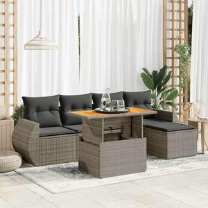 VidaXL Polyrattan Kerti Ülőgarnitúra - 6 részes - Szürke