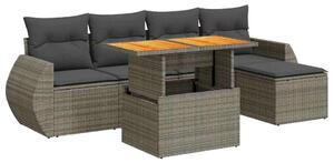 VidaXL Polyrattan Kerti Ülőgarnitúra - 6 részes - Szürke