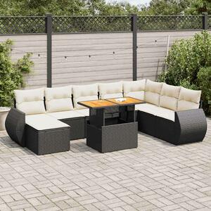 VidaXL Polyrattan Kerti Ülőgarnitúra - 9 részes - Fekete