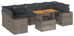 VidaXL Polyrattan Kerti Ülőgarnitúra - 8 részes - Szürke