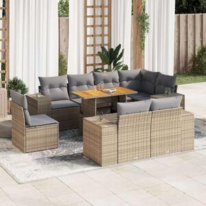 VidaXL Polyrattan Kerti Ülőgarnitúra - 9 részes - Bézs