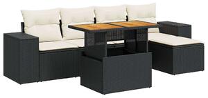 VidaXL Polyrattan Kerti Ülőgarnitúra - 6 részes - Fekete