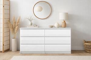 SIMPLE 120 6 fiókos komód fehér/fehér magasfényű