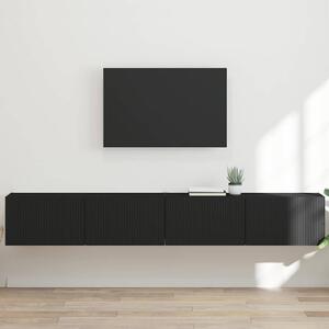 TV Fali Szekrény 2 db Fekete Szerelt Fa
