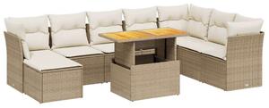VidaXL Polyrattan Kerti Ülőgarnitúra - 9 részes - Bézs