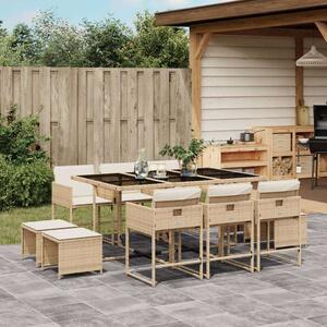 VidaXL Polyrattan Kerti Étkezőgarnitúra - 11 részes, Bézs