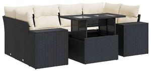 VidaXL Polyrattan Kerti Ülőgarnitúra - 7 részes - Fekete
