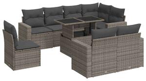 VidaXL Polyrattan Kerti Ülőgarnitúra - 9 részes - Szürke