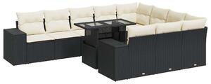 VidaXL Polyrattan Kerti Ülőgarnitúra - 11 részes - Fekete