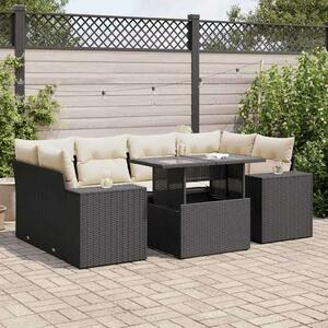 VidaXL Polyrattan Kerti Ülőgarnitúra - 7 részes - Fekete