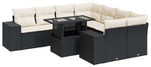 VidaXL Polyrattan Kerti Ülőgarnitúra - 9 részes - Fekete