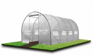 Sera kerti alagút típusú 300x600x200 cm, PE fólia 140g/m2 UV4, cipzáras ajtó, szúnyoghálós ablakok, 18 m2, fehér