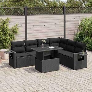 VidaXL Polyrattan Kerti Ülőgarnitúra - 7 részes - Fekete