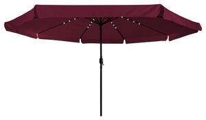 VidaXL Kerti Napernyő LED Fénnyel ø395x245 cm Bordeaux Piros