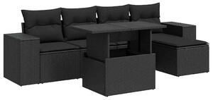 VidaXL Polyrattan Kerti Ülőgarnitúra - 6 részes - Fekete