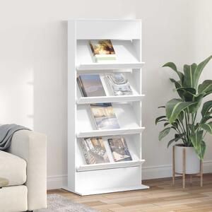Magazin állvány polcokkal Fehér 70 x 41 x 156 cm Faanyag
