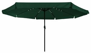 VidaXL LED világításos napernyő 395x245 cm Zöld