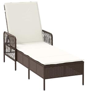 VidaXL Napozóágy párnával 1-személy Barna 157 x 55 x 92cm polirattan