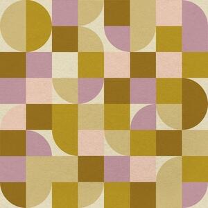 Tapéta Moduláris geometria rózsaszín és mustár árnyalatokban, Absztrakt tapétá, a00770v1 : Uwalls.hu