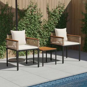 VidaXL Kültéri Bútor Szett párnával 3 pcs Beige és Krémszínű PE Rattan