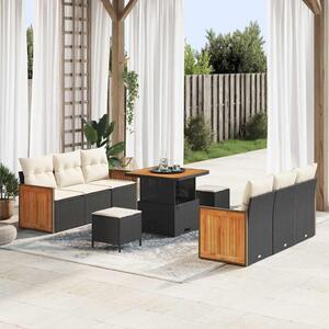 VidaXL Kerti Kanapé Szett 9 pcs Fekete és Krém 80 x 80 x 71 cm