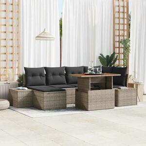 VidaXL Kerti Kanapé Szett tárolóval 7 pcs Szürke Poli rattan