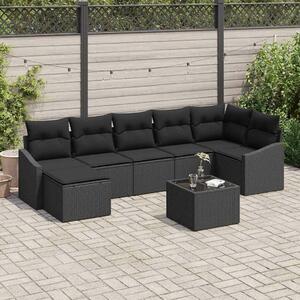 VidaXL Kanapé Szett párnával 8 pcs Fekete polirattan