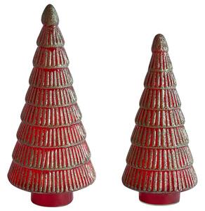 Kétdarabos dekorfigura szett PURUVESI 31/36 cm Karácsonyfa Piros/zöld