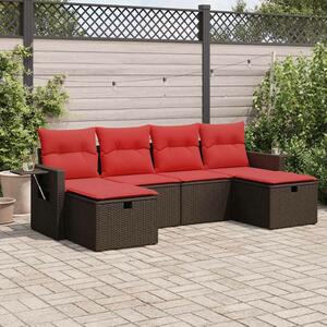 VidaXL 6 részes barna polyrattan kerti ülőgarnitúra párnával