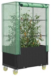 VidaXL rattan megjelenésű magaságyás borítással/kerékkel 80x50x182 cm