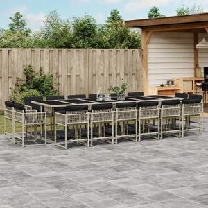 VidaXL 17 részes szürke polyrattan kerti étkezőgarnitúra párnákkal