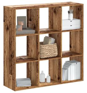 Antik fa színű szerelt fa könyvespolc 102 x 32 x 102 cm