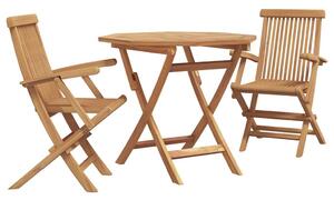 VidaXL Kert étkező szett 3 pcs Barna Tömör Akácfa
