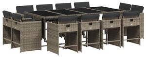 VidaXL 13 részes szürke polyrattan kerti ülőgarnitúra párnákkal