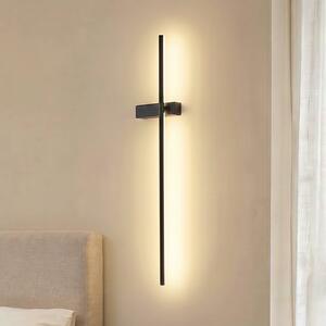 Lindby Natsumi LED fali világítás, fekete, alumínium, 90 cm, Fekete, Nappali / Étkező, Alumínium, Modern