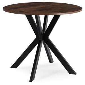 LAUREN kerek étkezőasztal 80 cm – rusztikus tölgy/fekete