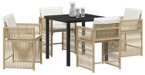 VidaXL Kert étkező szett 5 pcs Bézs polirattan