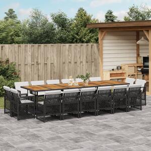 VidaXL 17 részes fekete polyrattan kerti étkezőgarnitúra párnákkal