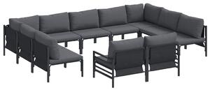 VidaXL Kerti Kanapé Szett párnával 11 pcs Fekete Acél