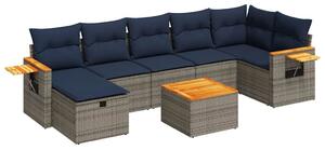 VidaXL 8 részes szürke polyrattan kerti ülőgarnitúra párnákkal
