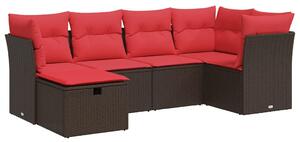 VidaXL 6 részes barna polyrattan kerti ülőgarnitúra párnával