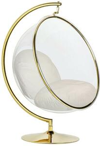King Home Bubble Stand Gold függőfotel akril bézs velúr párnával