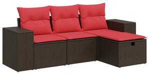 VidaXL 4 részes barna polyrattan kerti ülőgarnitúra párnákkal