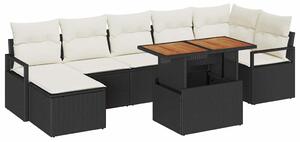 VidaXL Kerti Kanapé Szett 8 pcs Fekete és Krém