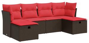 VidaXL 6 részes barna polyrattan kerti ülőgarnitúra párnával
